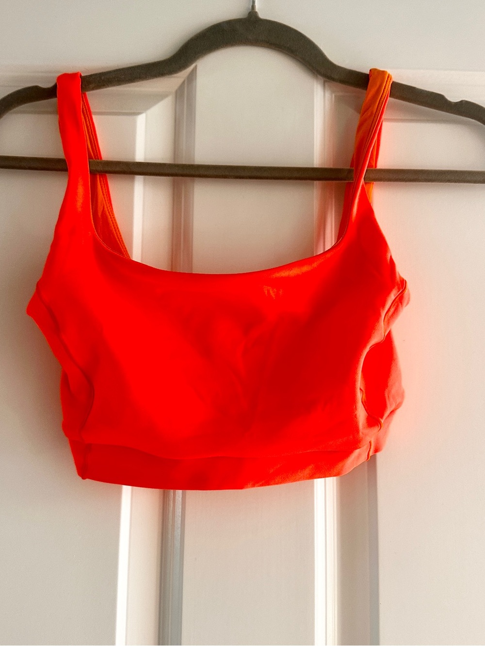 Left On Friday Neon Orange Scoop Sports Bralette Top